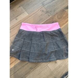 Lululemon Pace Rival Skirt II Heathered Grey Pink Waist Size 4